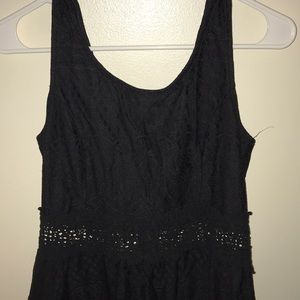 Black dress with a lace band in waist